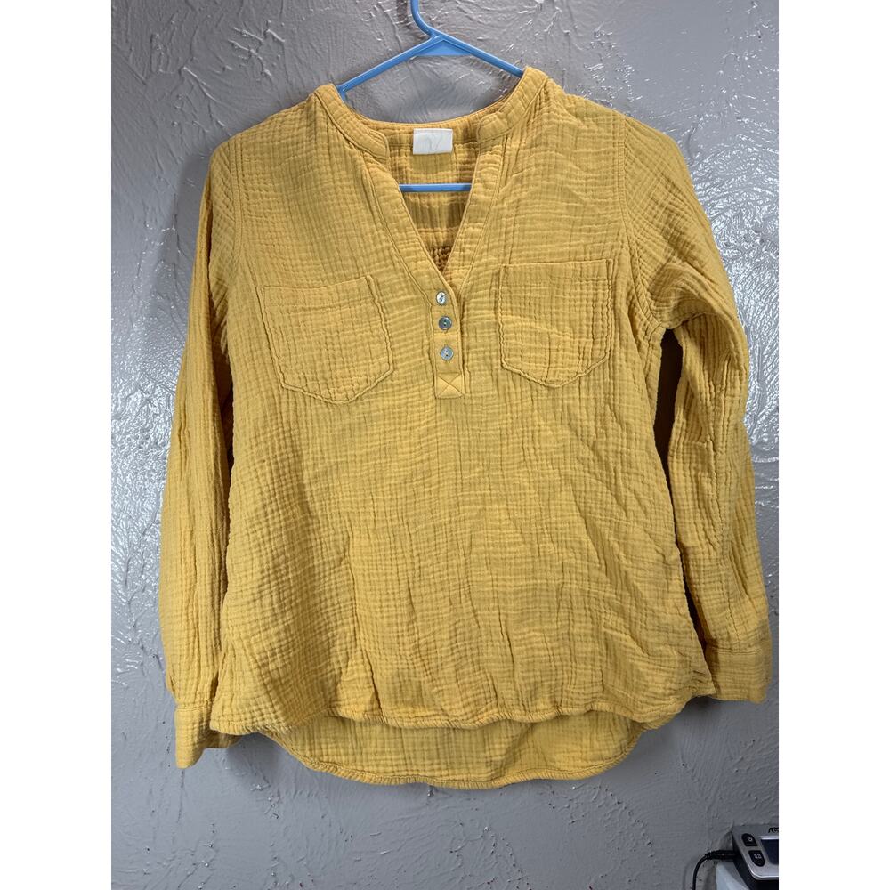 Mote Anthropologie Shirt Mustard Yellow Long‎ Sleeve Button Down Size Small